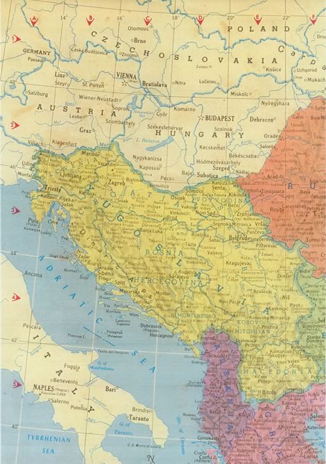 Zemljevid Jugoslavije iz leta 1960